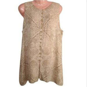 Emanuel Women's Blouse‎ Size 14/48 Beige Sleeveless Buttons 100% Silk